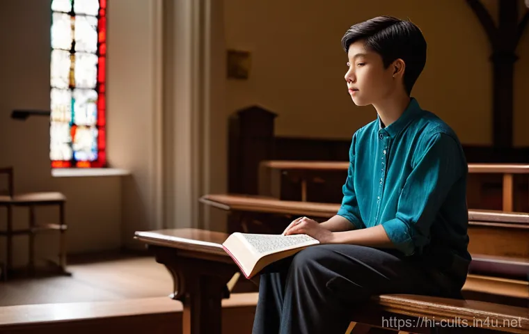 개신교 신학교 입학 조건 - **Prompt 1: A Moment of Divine Calling and Reflection**
    "A serene and contemplative young adult,...