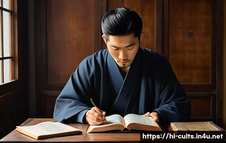 신천지 창립 과정 - **A Solitary Spiritual Seeker:** A determined and focused young man, in his late 20s or early 30s, r...