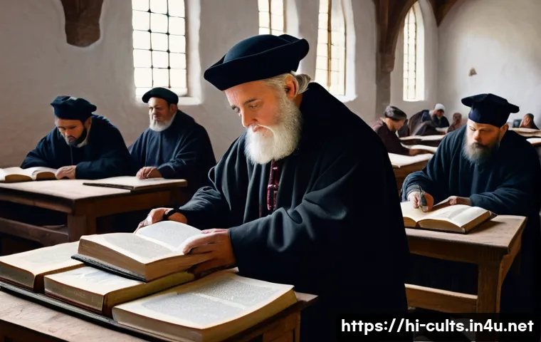 개신교의 세계 선교 역사 - **Prompt:** A historically accurate illustration of a 16th-century European setting. In the foregrou...