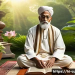 Home 22 종교와 과학의 갈등 역사 - A serene and detailed scene depicting an ancient Indian scholar in traditional attire, sitting cross...